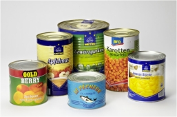 Typical examples of can sizes (from 2 to 10 kg) that can be handled by the Kaltenbach (k-ma process) automatic can opening machine, now available in the UK from Glenvale Packaging.